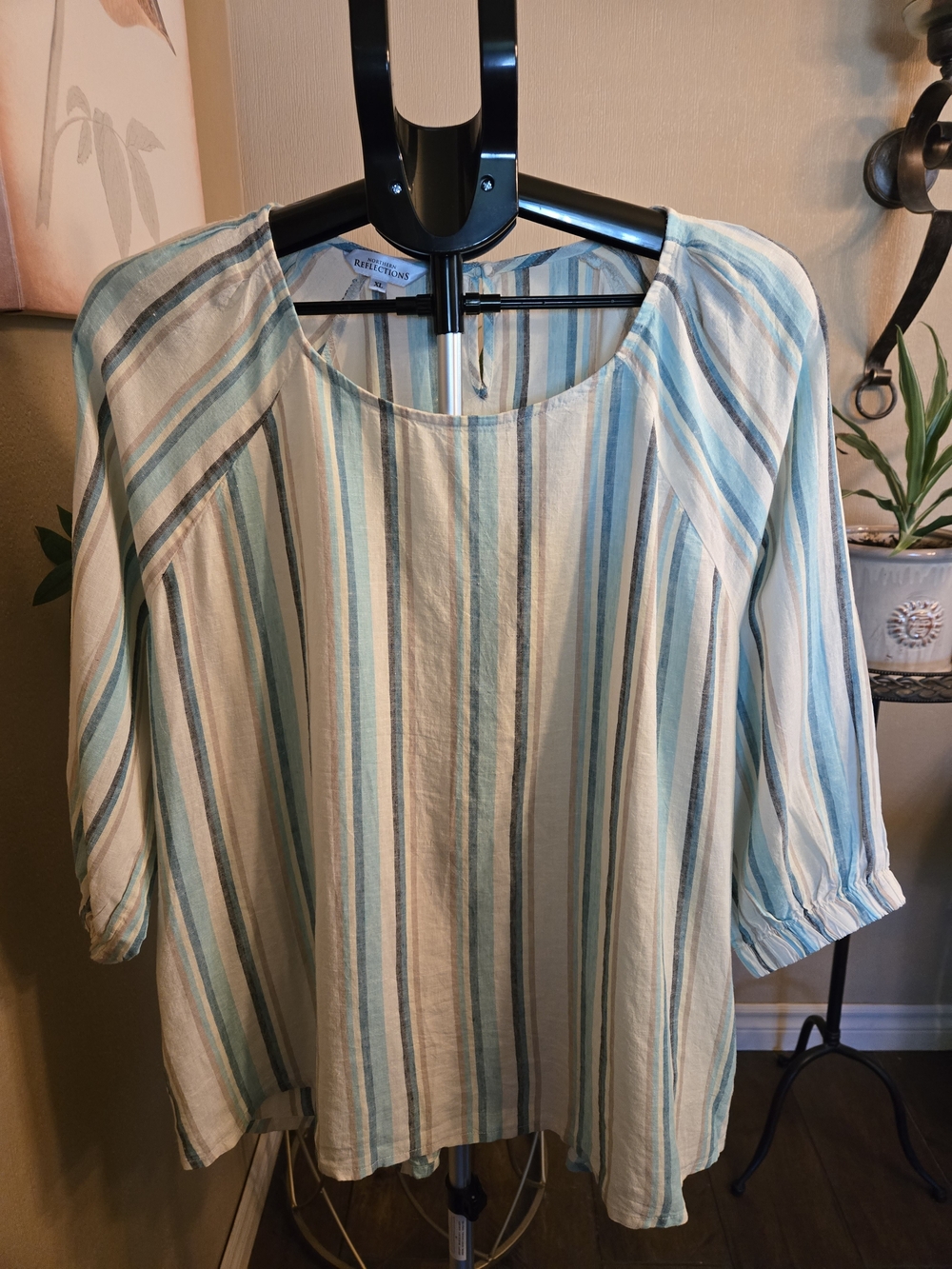 Northern Reflections Striped Peasant Top